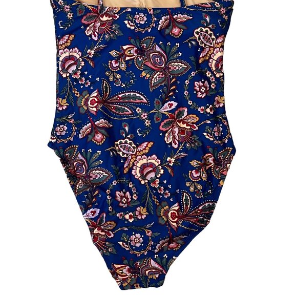 J.Crew Women's Dark Blue Floral Print One-Piece Swimsuit Size 6 - Picture 6 of 10